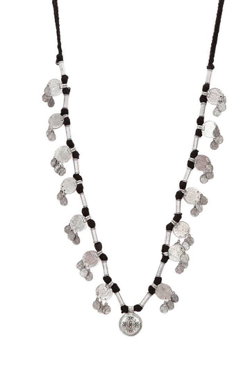 Black Threaded German Silver Necklace